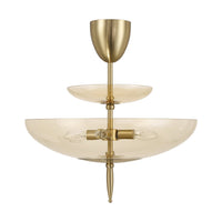 Fiorello 21-inch 4-light Brushed Gold Convertible Pendant with Smoked Amber Glass Shades