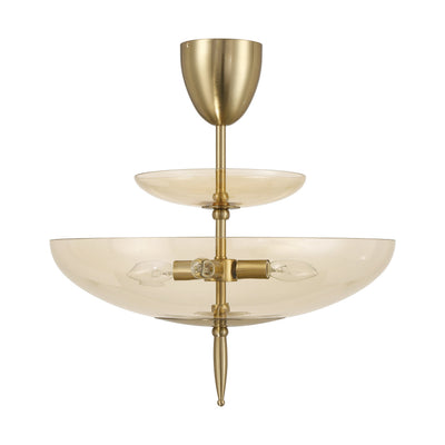 Fiorello 21-inch 4-light Brushed Gold Convertible Pendant with Smoked Amber Glass Shades