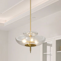 Fiorello 21-inch 4-light Brushed Gold Convertible Pendant with Smoked Amber Glass Shades