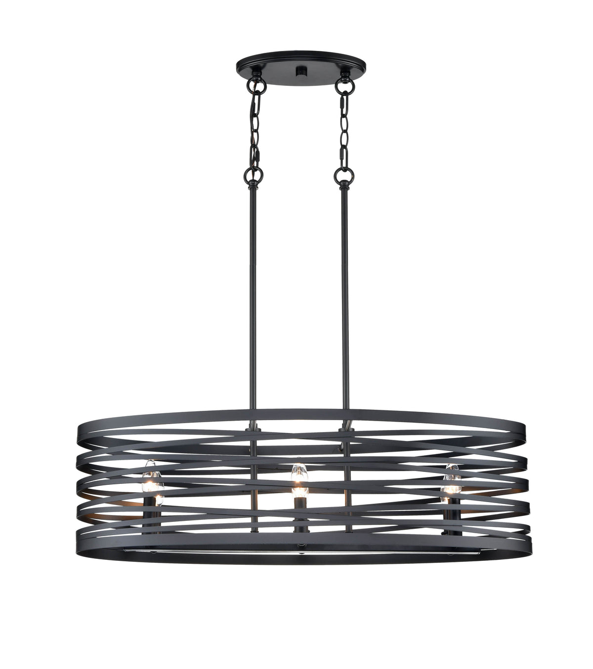 45'' None Matte Black 6 Light Linear Chandelier