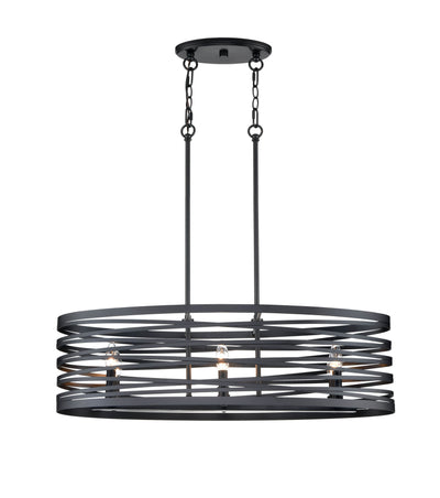 45'' None Matte Black 6 Light Linear Chandelier