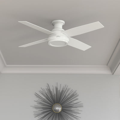 52 inch Dempsey Fresh White Low Profile Ceiling Fan and Handheld Remote