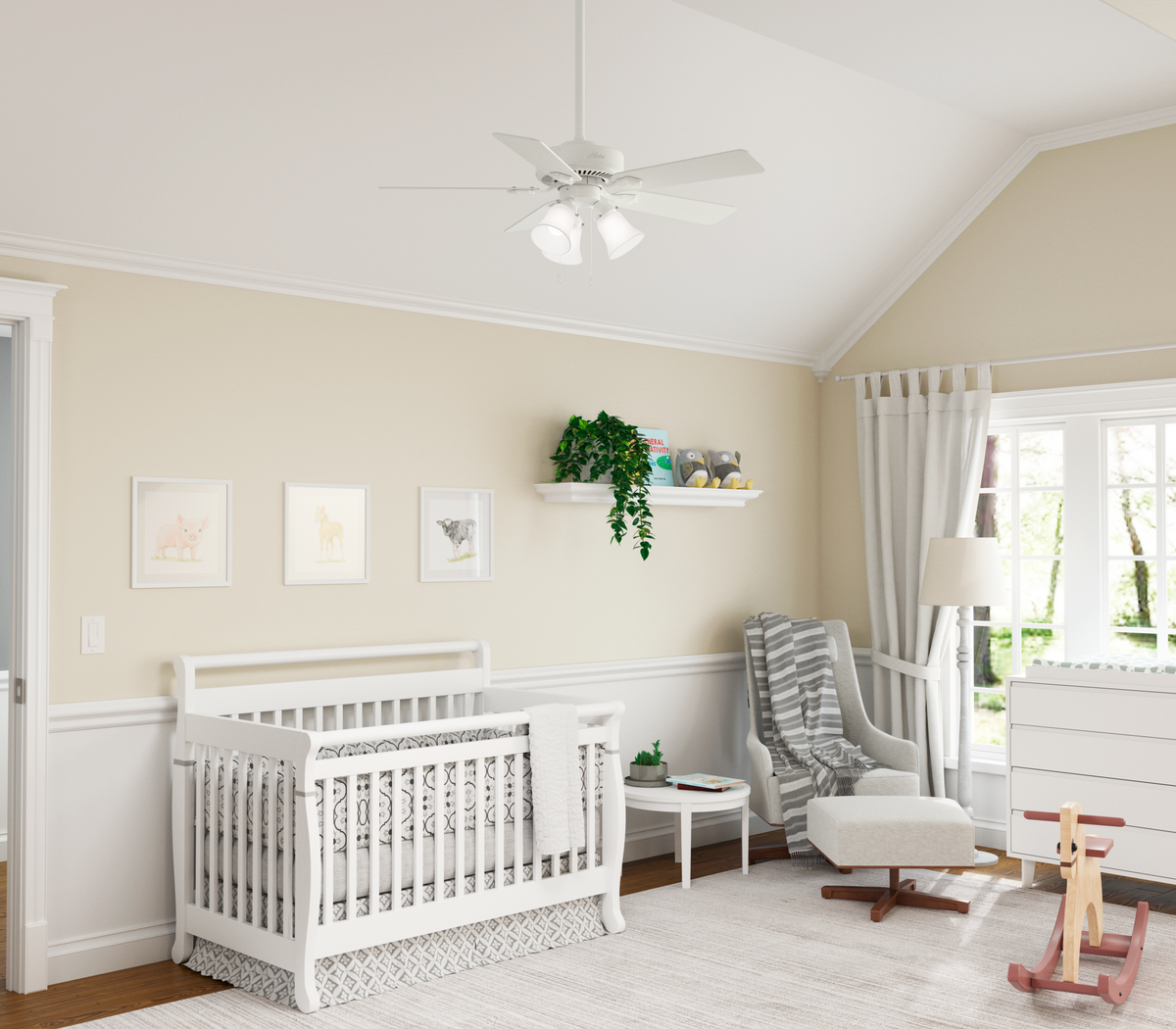 44 inch Swanson Fresh White Ceiling Fan with LED Light Kit
