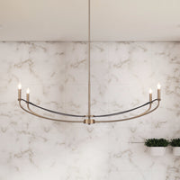 Sussex 47-inch 4-light Champagne Gold and Black Faux Leather Linear Chandelier