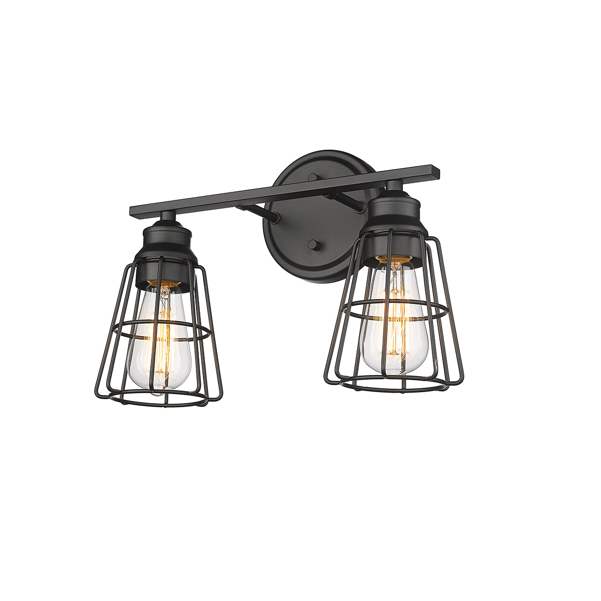 15.25-inch Matte Black 2-Light Bathroom Vanity Light