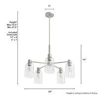 Lochemeade 26-inch 5-light Brushed Nickel Chandelier with Seeded Glass