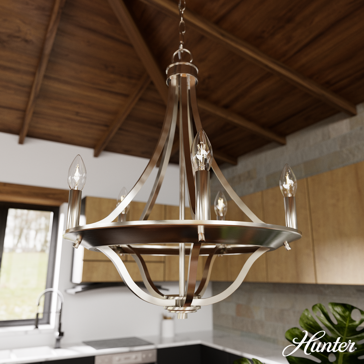 Ontario 27-inch 5-light Luxe Gold Chandelier with Amber Glass