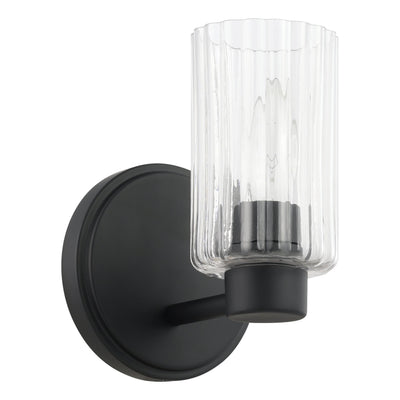 Bedminster 5-inch 1-light Matte Black Vanity Light with Clear Ribbed Glass Shade