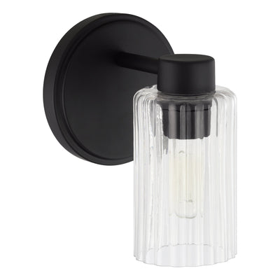 Bedminster 5-inch 1-light Matte Black Vanity Light with Clear Ribbed Glass Shade