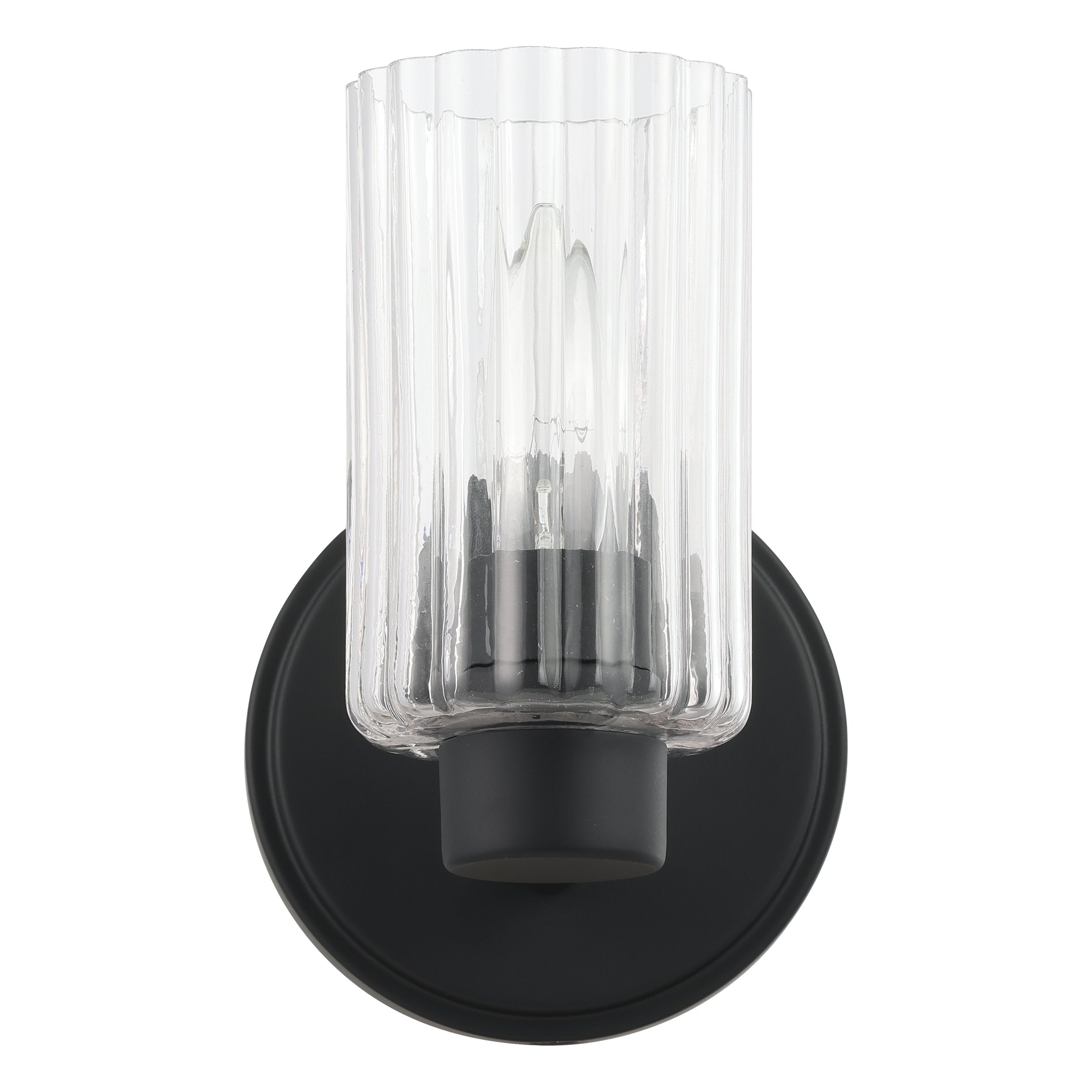 Bedminster 5-inch 1-light Matte Black Vanity Light with Clear Ribbed Glass Shade