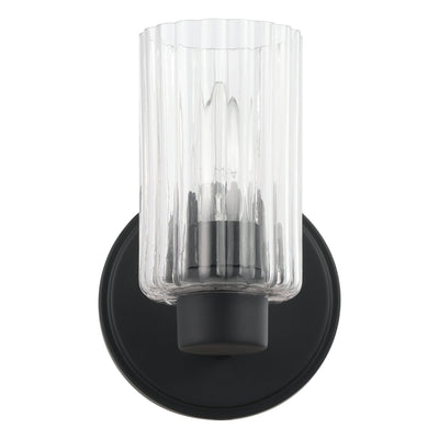 Bedminster 5-inch 1-light Matte Black Vanity Light with Clear Ribbed Glass Shade