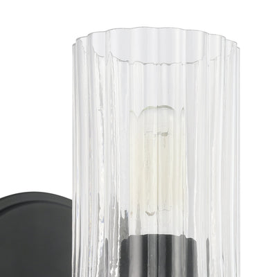 Bedminster 5-inch 1-light Matte Black Vanity Light with Clear Ribbed Glass Shade