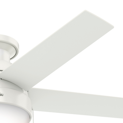 46 inch Anslee Fresh White Low Profile Ceiling Fan with LED Light Kit and Pull Chain