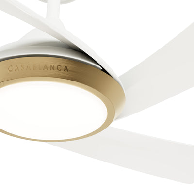 Casablanca 52 inch Vespucci ENERGY STAR® Fresh White Damp Rated Ceiling Fan with LED Light Kit and Wall Control and Handheld Remote