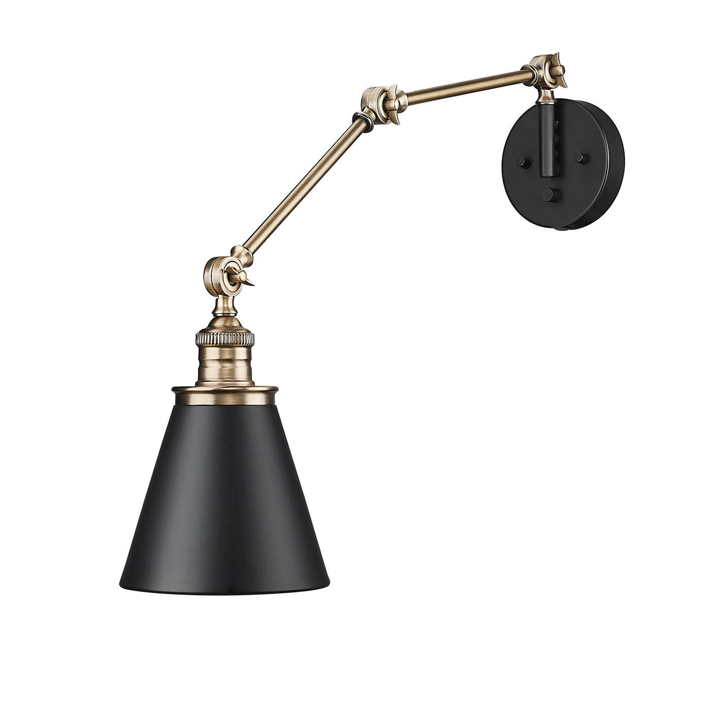 7.25'' Evonne Matte Black/Vintage Brass 1 Light Swing Arm Sconce