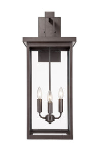 30-inch Barkeley Powder Coated Bronze 4-Light Outdoor Wall Sconce with Clear Glass