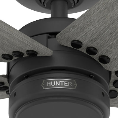 52 inch Burton Matte Black Damp Rated Ceiling Fan and Wall Control