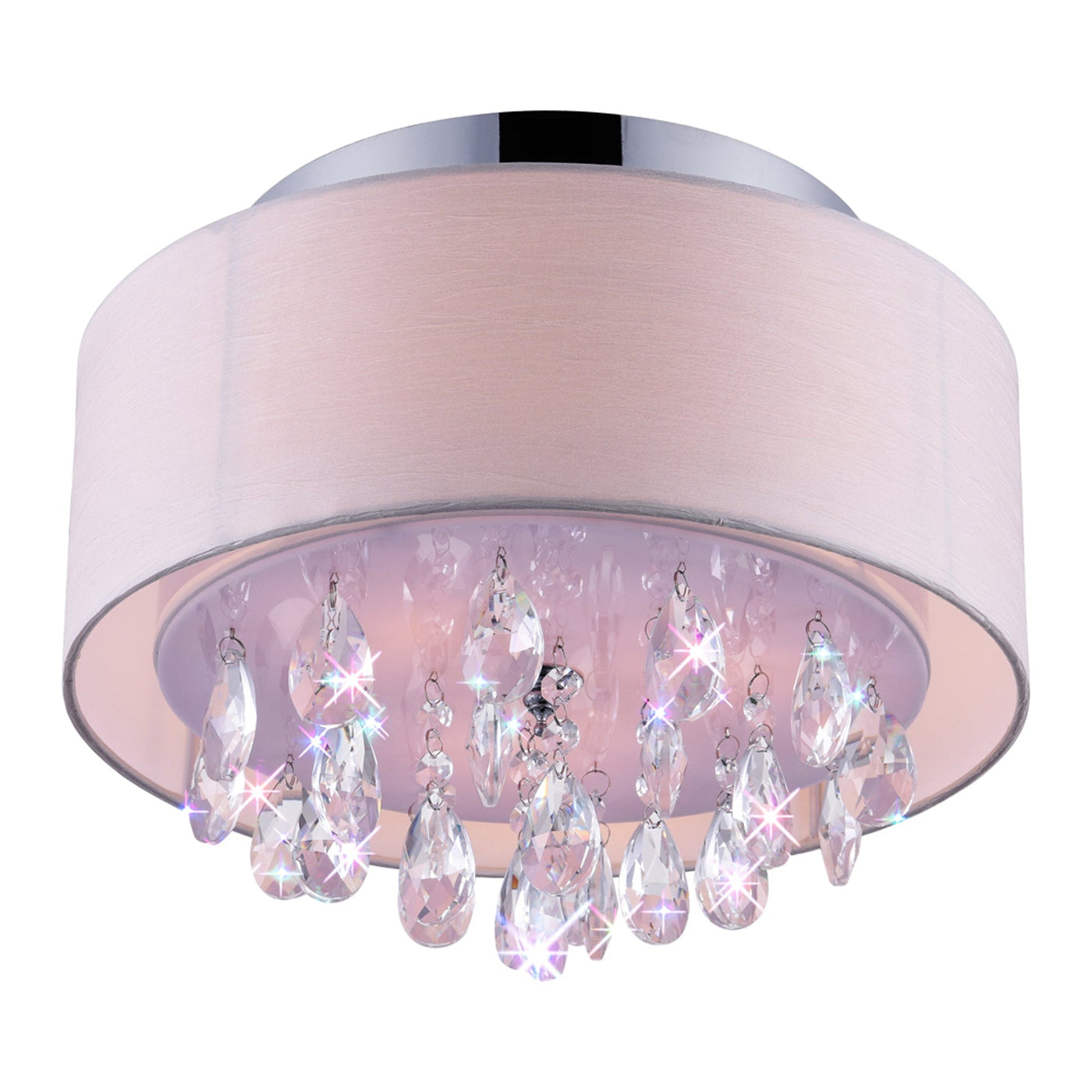 Dash 3 Light Chrome Flush Mount with Off White Drum Shade