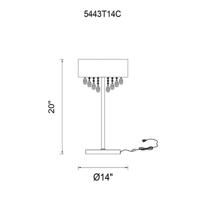 Dash 3 Light Black Shade Table Lamp with Crystal Accents