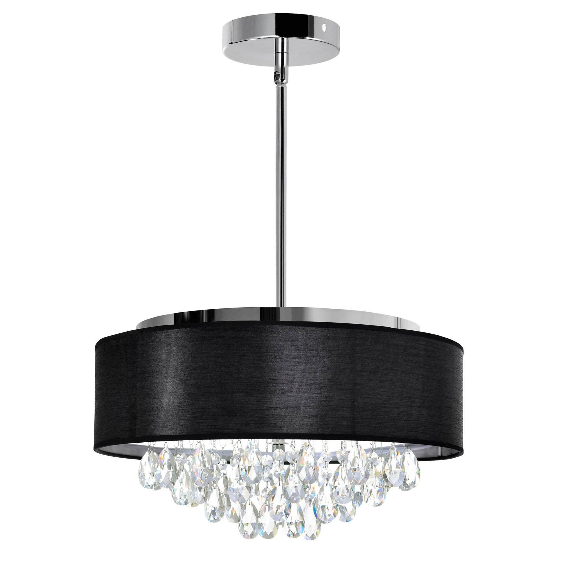 Dash 4 Light Chrome Chandelier with Black Drum Shade
