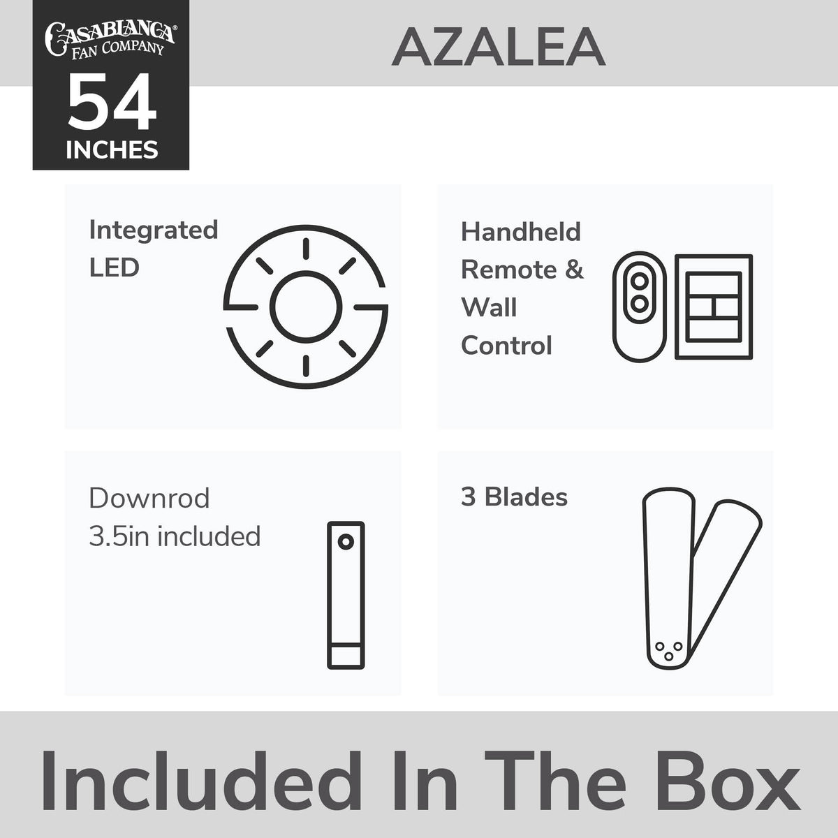 Casablanca 60 inch Azalea ENERGY STAR® Fresh White Damp Rated Ceiling Fan with LED Light Kit and Wall Control and Handheld Remote