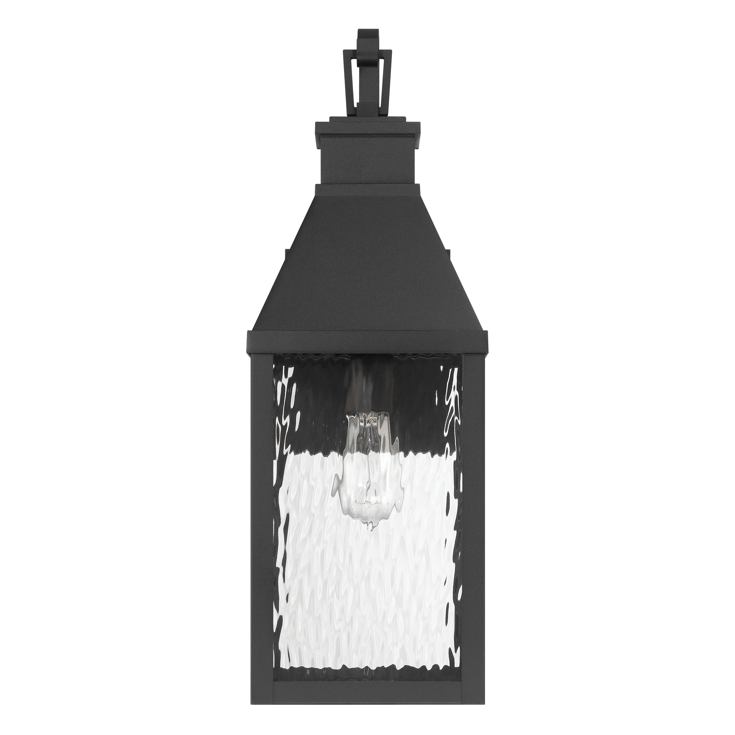 Glencrest 23-inch 1-light Textured Black Exterior Wall Sconce with Clear Water Glass