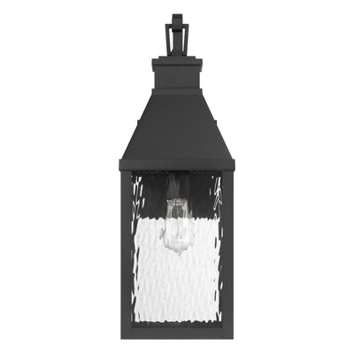 Glencrest 23-inch 1-light Textured Black Exterior Wall Sconce with Clear Water Glass