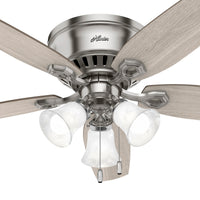 52 inch Builder Brushed Nickel Low Profile Ceiling Fan with LED Light Kit