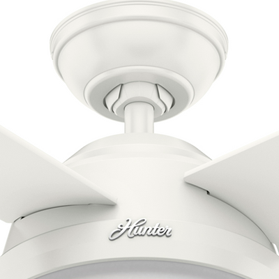 52 inch Dempsey Fresh White Damp Rated Ceiling Fan with LED Light Kit and Handheld Remote