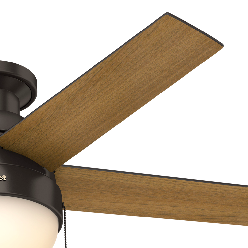 46 inch Anslee Premier Bronze Low Profile Ceiling Fan with LED Light Kit and Pull Chain