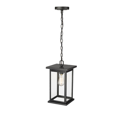 15.63-inch Bowton Powder Coated Black 1-Light Clear Glass Outdoor Hanging Lantern