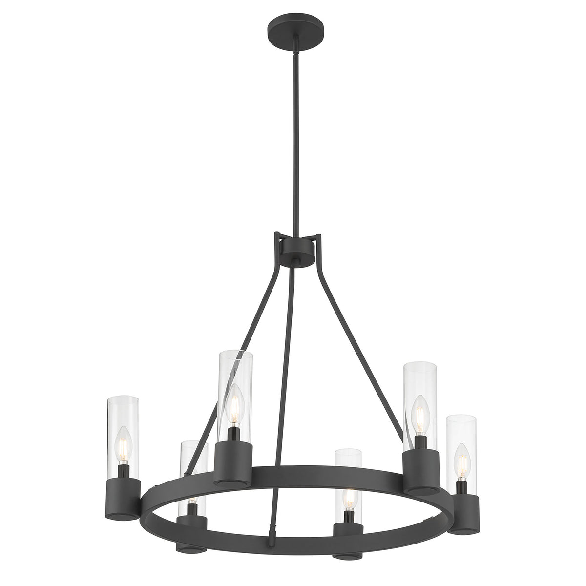 24.25'' Evandrel Matte Black 6 Light Chandelier
