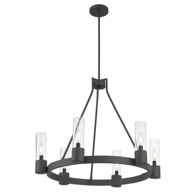 24.25'' Evandrel Matte Black 6 Light Chandelier
