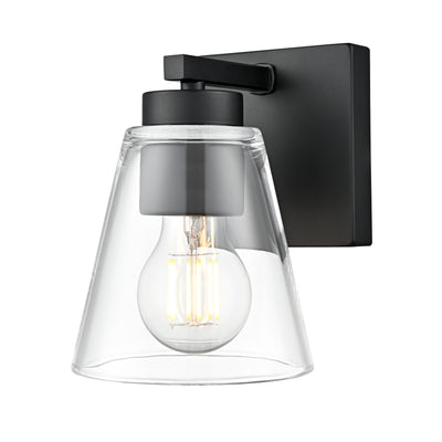 6.75-inch Strayhan Matte Black 1-Light Clear Glass Wall Sconce
