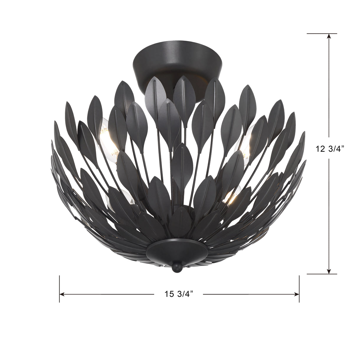 12.75'' Merylmint Matte Black 4 Light Semi-Flush Mount
