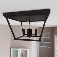 Laurel Ridge 14-inch 4-light Natural Black Iron Flush Mount Ceiling Light