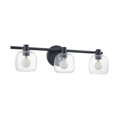 Valentina 24-inch 3-light Matte Black Vanity Light with Clear Glass Shades