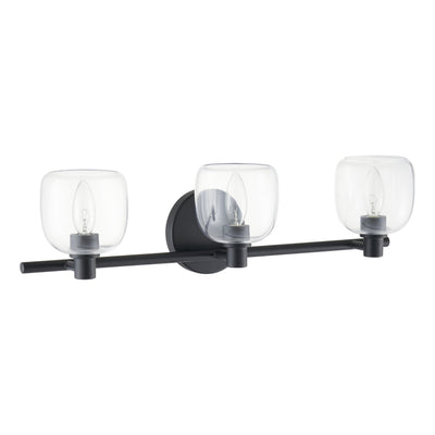 Valentina 24-inch 3-light Matte Black Vanity Light with Clear Glass Shades
