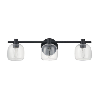 Valentina 24-inch 3-light Matte Black Vanity Light with Clear Glass Shades