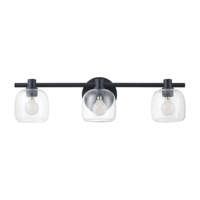 Valentina 24-inch 3-light Matte Black Vanity Light with Clear Glass Shades
