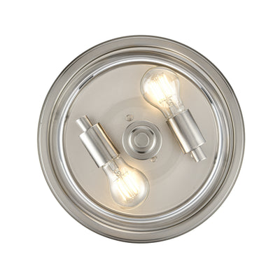 13-inch Strayhan Brushed Nickel 2-Light Clear Glass Flush Mount Ceiling Light
