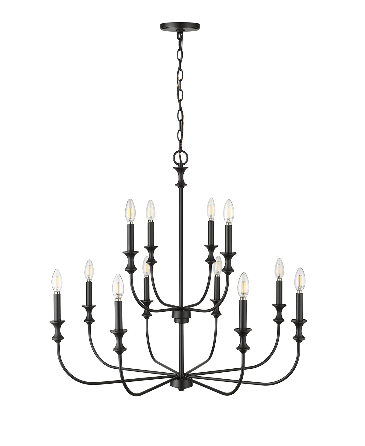 31.5'' Savanne Matte Black 12 Light Chandelier
