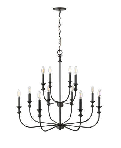 31.5'' Savanne Matte Black 12 Light Chandelier