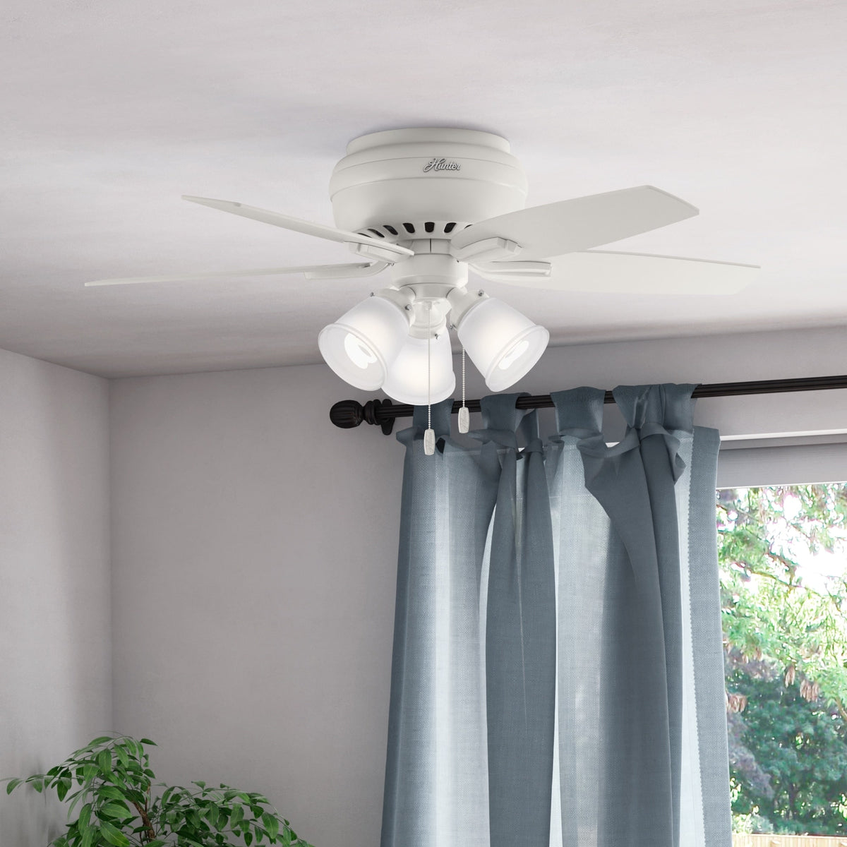 42 inch Newsome Fresh White Low Profile Ceiling Fan with LED Light Kit