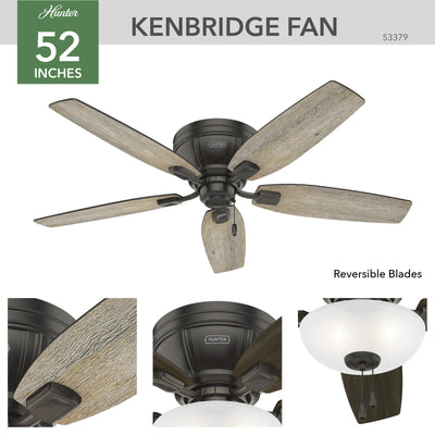 52 inch Kenbridge Noble Bronze Low Profile Ceiling Fan with LED Light Kit and Pull Chain