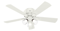 52 inch Crestfield Fresh White Low Profile Ceiling Fan with LED Light Kit and Pull Chain