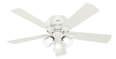 52 inch Crestfield Fresh White Low Profile Ceiling Fan with LED Light Kit and Pull Chain