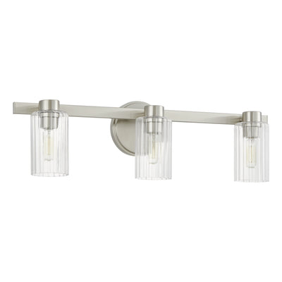Bedminster 24-inch 3-light Brushed Nickel Vanity Light with Clear Ribbed Glass Shades