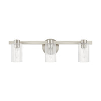 Bedminster 24-inch 3-light Brushed Nickel Vanity Light with Clear Ribbed Glass Shades