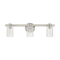 Bedminster 24-inch 3-light Brushed Nickel Vanity Light with Clear Ribbed Glass Shades